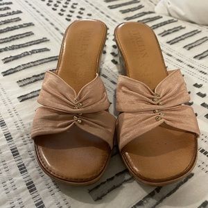 Italian shoemakers blush pink wedge sandals